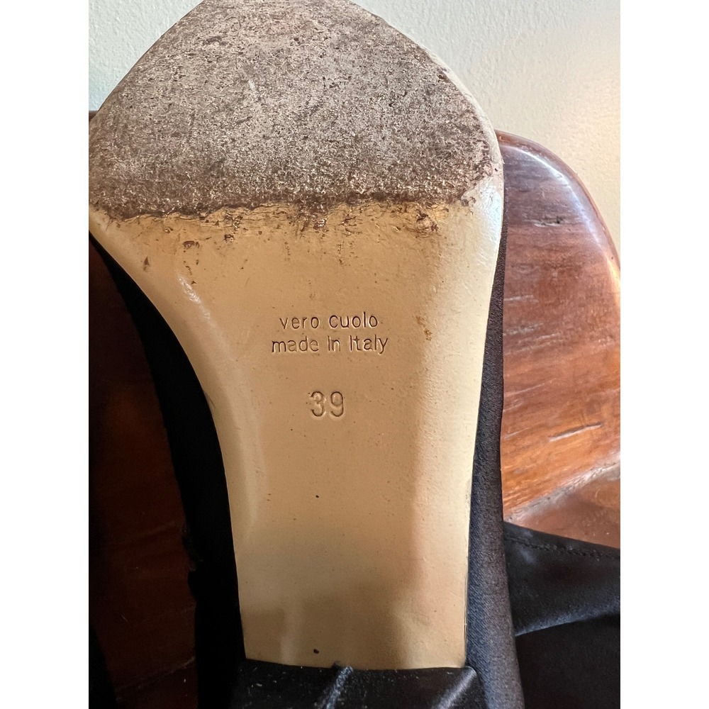 Steven by Steve Madden Black Satin Pointed‎ Toe Cone Heel Sock Boots Italy 39 - Picture 5 of 7